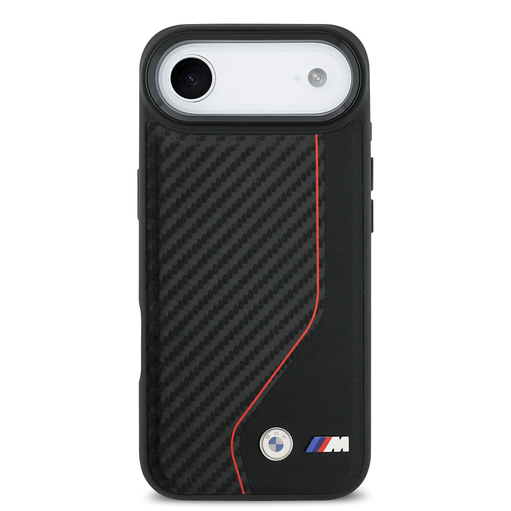 BMW iPhone 17 Air Orjinal Lisanslı M-safe Şarj Özellikli Metal BMW ve M Logolu PU Karbon Tasarımlı Kılıf