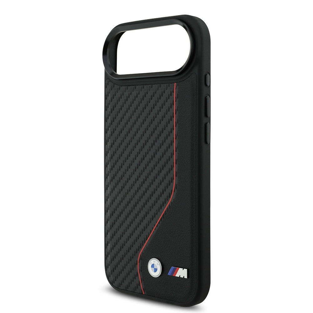 BMW iPhone 17 Air Orjinal Lisanslı M-safe Şarj Özellikli Metal BMW ve M Logolu PU Karbon Tasarımlı Kılıf