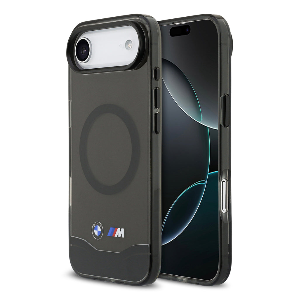 BMW iPhone 17 Air Orjinal Lisanslı M-safe Şarj Özellikli Metal Buton Tasarımlı Tranparan M Dizayn Kılıf