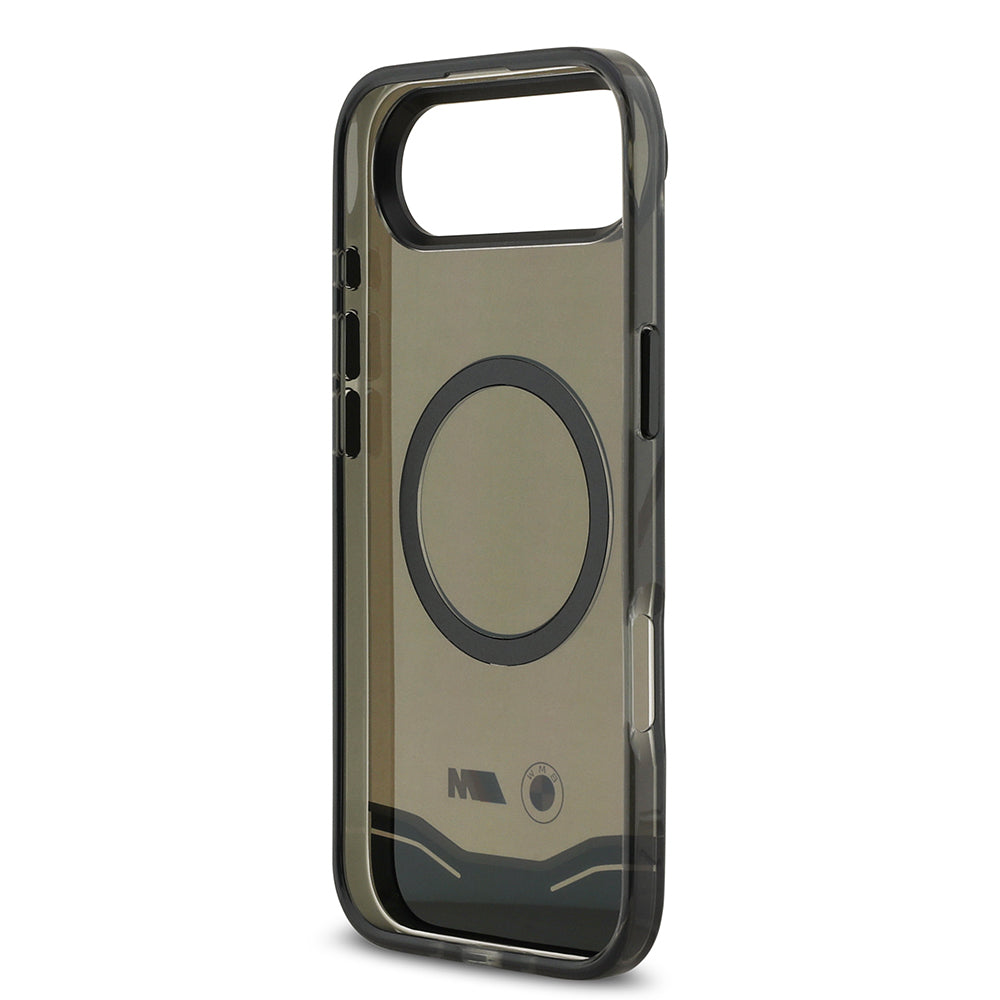 BMW iPhone 17 Air Orjinal Lisanslı M-safe Şarj Özellikli Metal Buton Tasarımlı Tranparan M Dizayn Kılıf