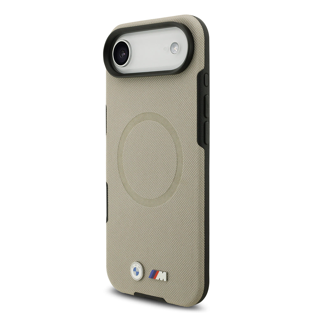 BMW iPhone 17 Air Orjinal Lisanslı M-safe Şarj Özellikli Metal Logolu Delikli M Dizayn Deri Kılıf