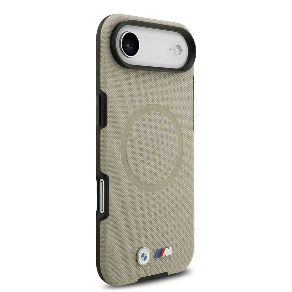 BMW iPhone 17 Air Orjinal Lisanslı M-safe Şarj Özellikli Metal Logolu Delikli M Dizayn Deri Kılıf