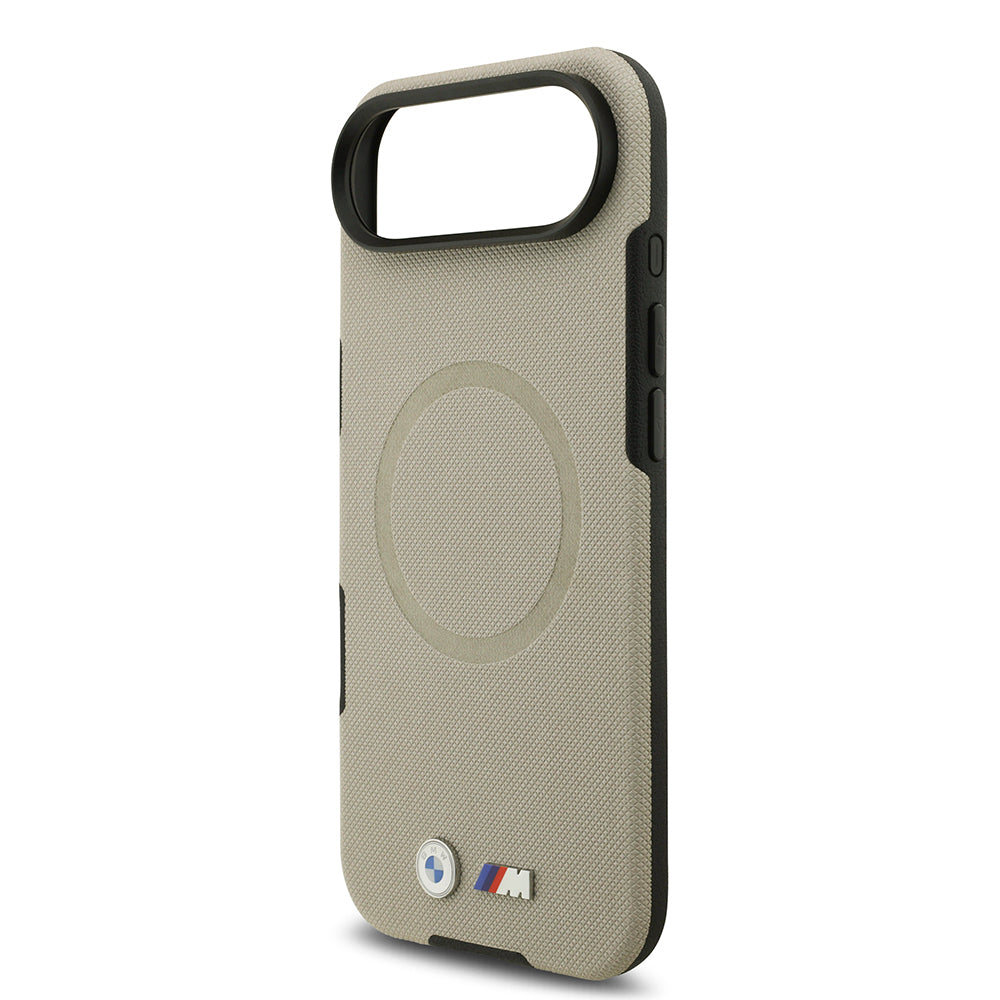 BMW iPhone 17 Air Orjinal Lisanslı M-safe Şarj Özellikli Metal Logolu Delikli M Dizayn Deri Kılıf