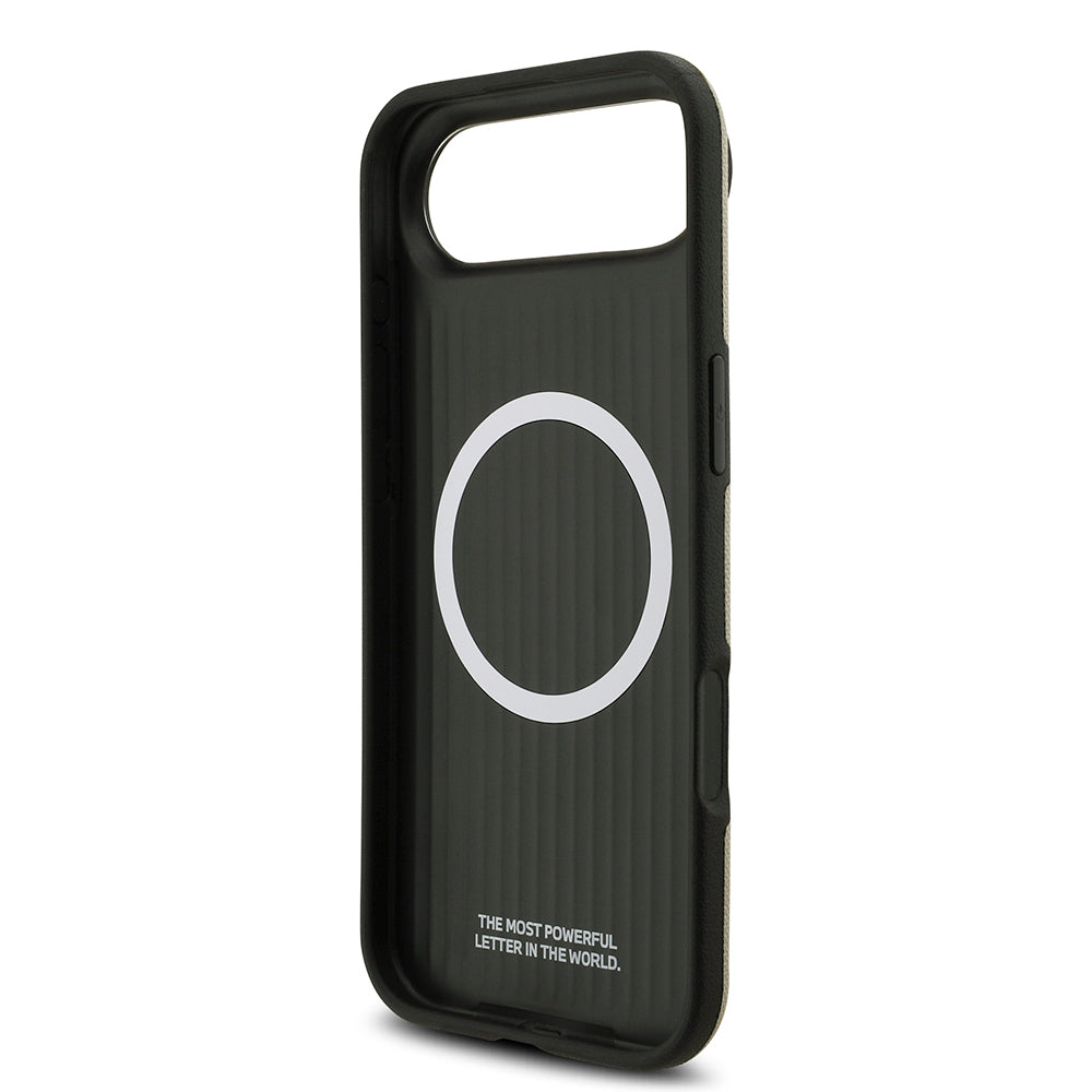 BMW iPhone 17 Air Orjinal Lisanslı M-safe Şarj Özellikli Metal Logolu Delikli M Dizayn Deri Kılıf