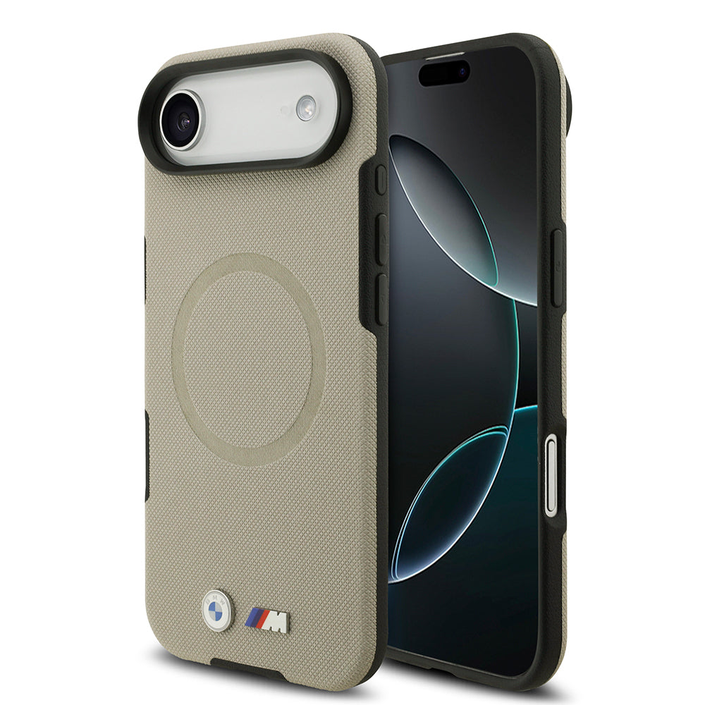 BMW iPhone 17 Air Orjinal Lisanslı M-safe Şarj Özellikli Metal Logolu Delikli M Dizayn Deri Kılıf