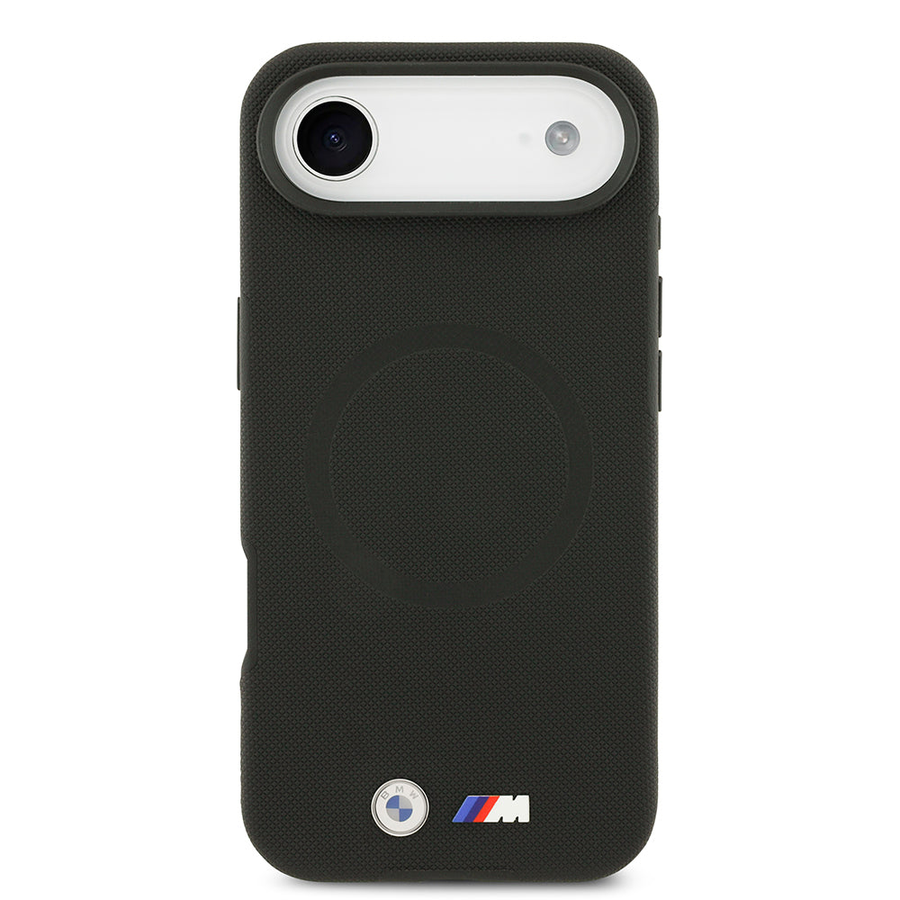 BMW iPhone 17 Air Orjinal Lisanslı M-safe Şarj Özellikli Metal Logolu Delikli M Dizayn Deri Kılıf