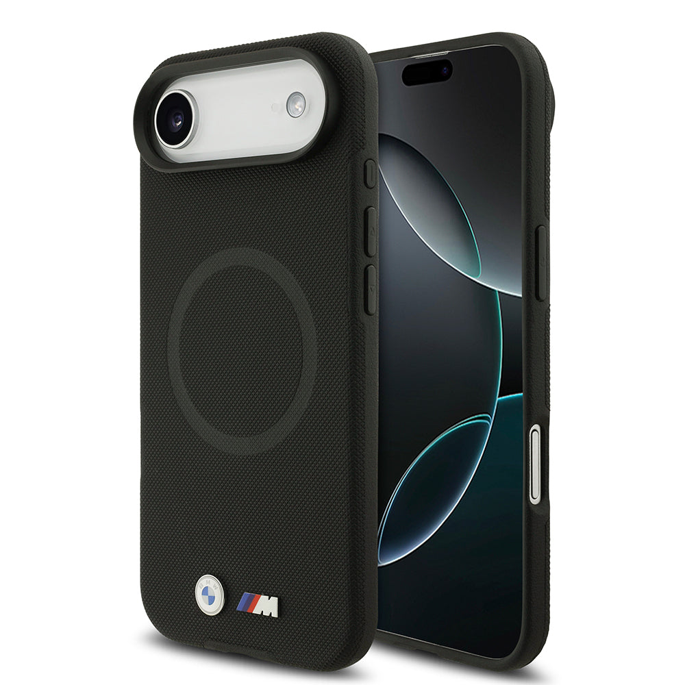 BMW iPhone 17 Air Orjinal Lisanslı M-safe Şarj Özellikli Metal Logolu Delikli M Dizayn Deri Kılıf