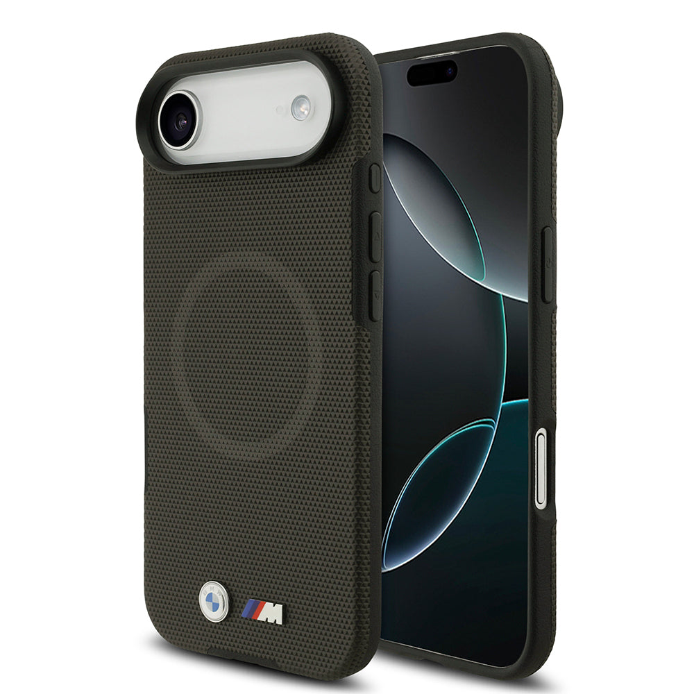 BMW iPhone 17 Air Orjinal Lisanslı M-safe Şarj Özellikli Metal Logolu Delikli M Dizayn Deri Kılıf