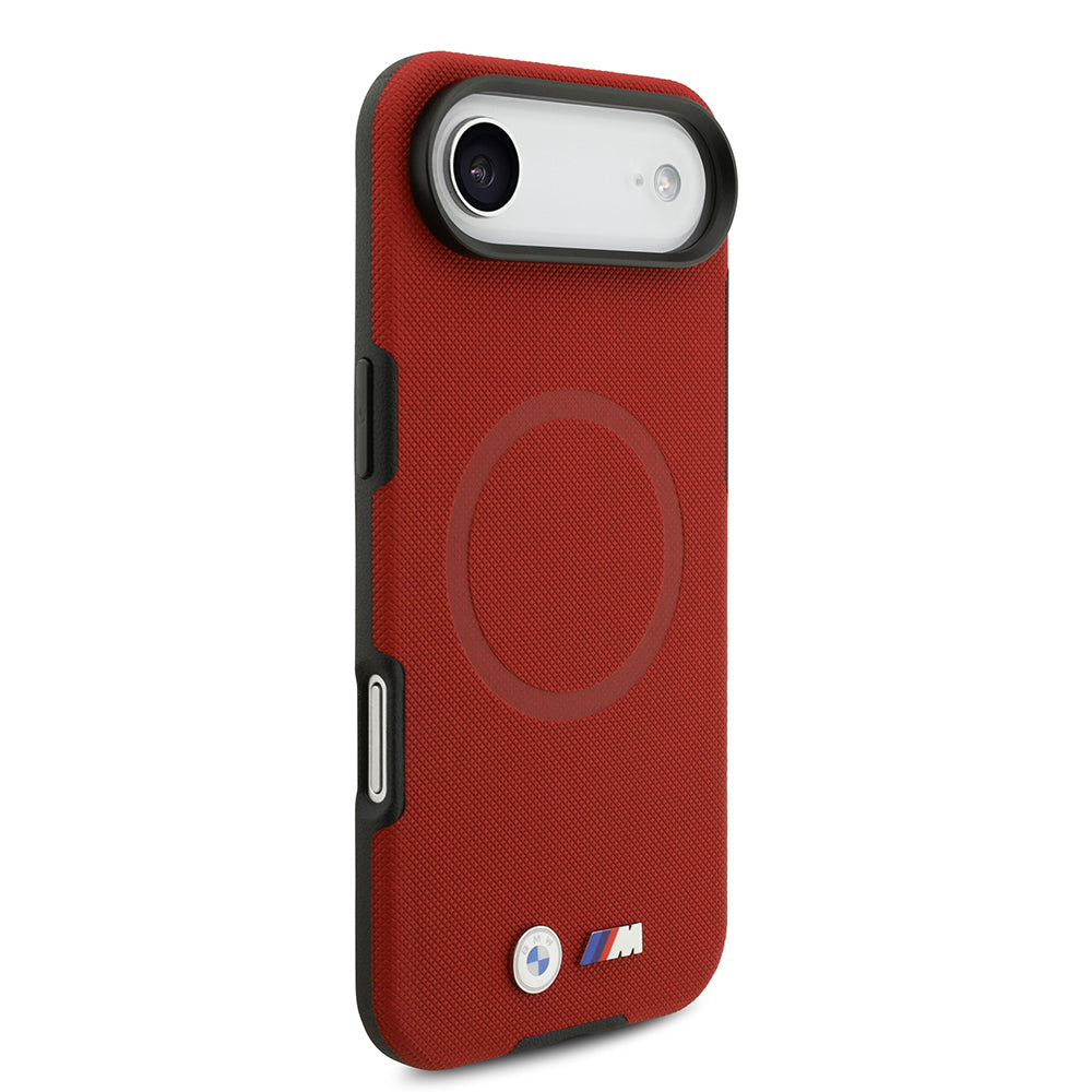 BMW iPhone 17 Air Orjinal Lisanslı M-safe Şarj Özellikli Metal Logolu Delikli M Dizayn Deri Kılıf