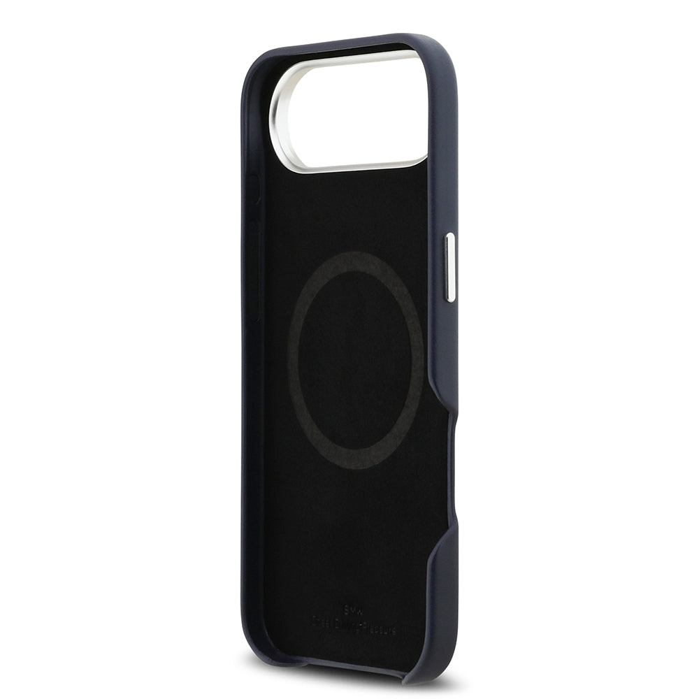 BMW iPhone 17 Air Orjinal Lisanslı M-safe Şarj Özellikli Metal Logolu Tam Kaplama Deri Kılıf