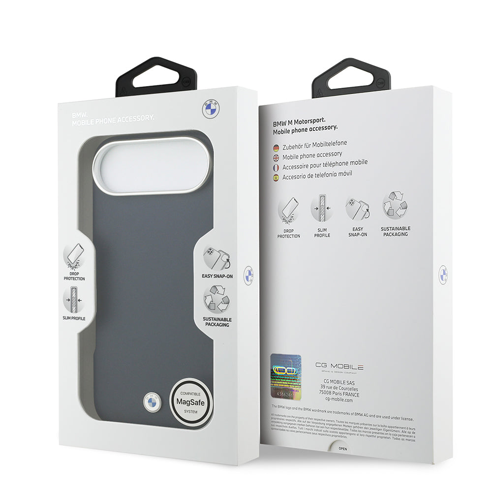 BMW iPhone 17 Air Orjinal Lisanslı M-safe Şarj Özellikli Metal Logolu Tam Kaplama Deri Kılıf