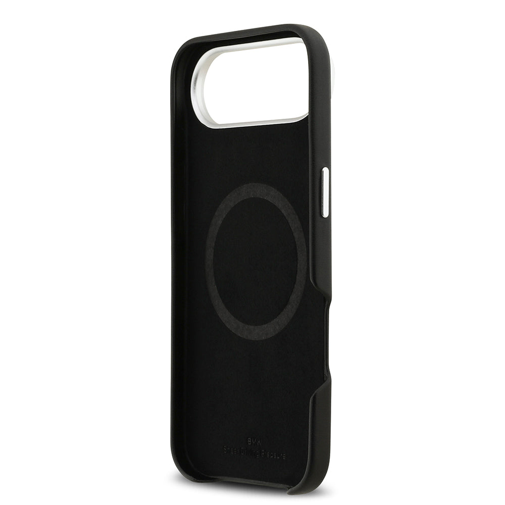 BMW iPhone 17 Air Orjinal Lisanslı M-safe Şarj Özellikli Metal Logolu Tam Kaplama Deri Kılıf