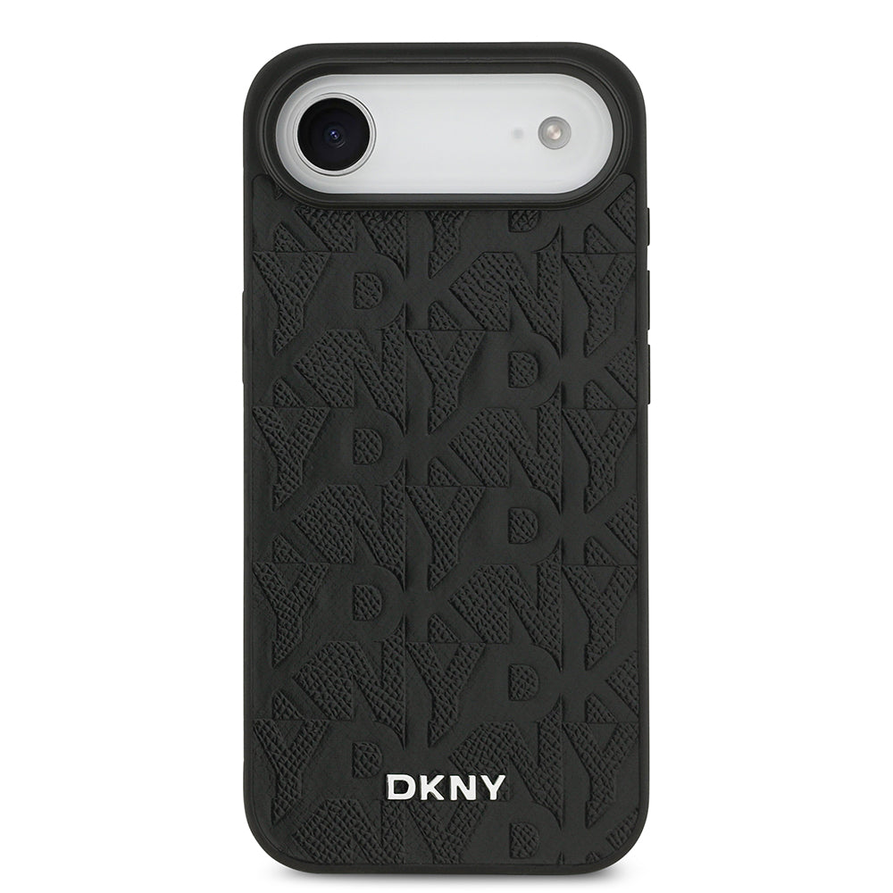 DKNY iPhone 17 Air Orjinal Lisanslı M-safe Şarj Özellikli 3D Yazılı Grid Pattern Telefon Kılıfı