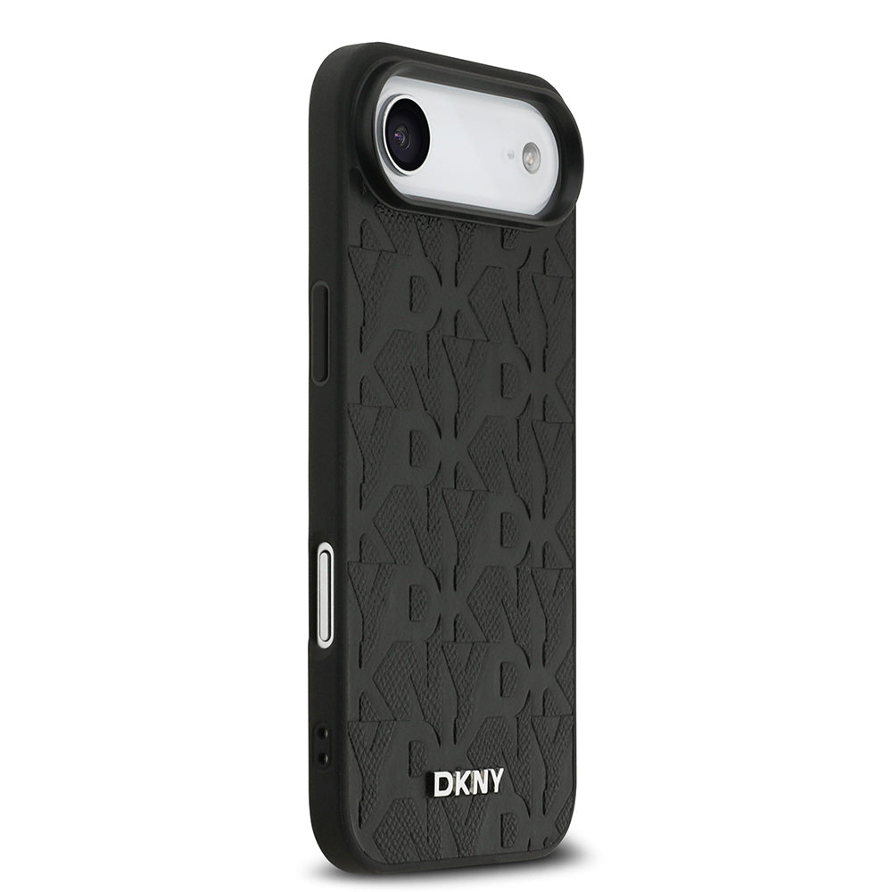 DKNY iPhone 17 Air Orjinal Lisanslı M-safe Şarj Özellikli 3D Yazılı Grid Pattern Telefon Kılıfı