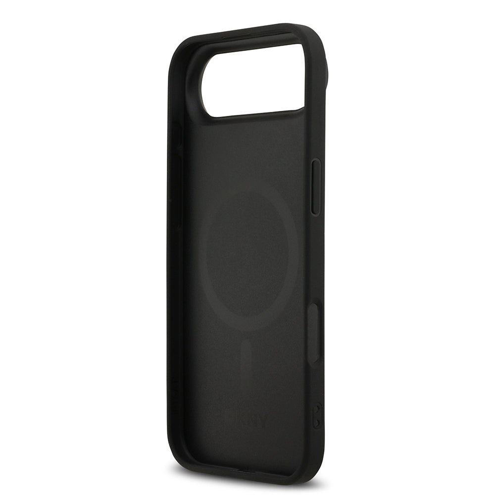 DKNY iPhone 17 Air Orjinal Lisanslı M-safe Şarj Özellikli 3D Yazılı Grid Pattern Telefon Kılıfı