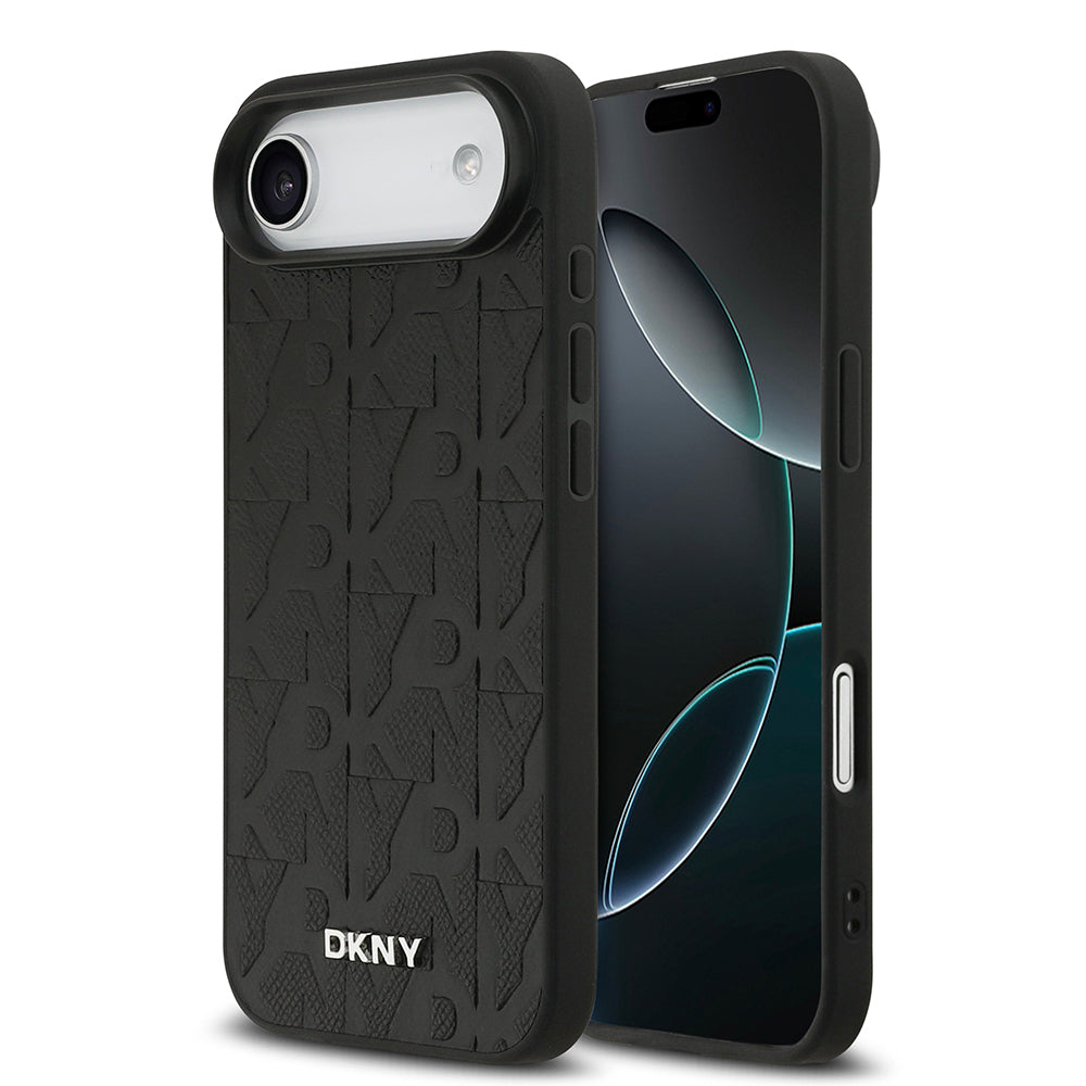 DKNY iPhone 17 Air Orjinal Lisanslı M-safe Şarj Özellikli 3D Yazılı Grid Pattern Telefon Kılıfı