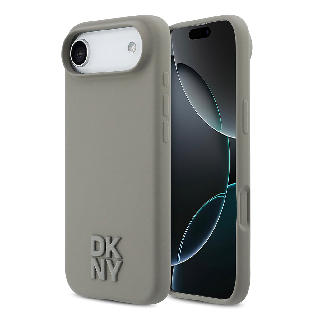 DKNY iPhone 17 Air Orjinal Lisanslı M-safe Şarj Özellikli Metal Logolu Silikon Telefon Kılıfı