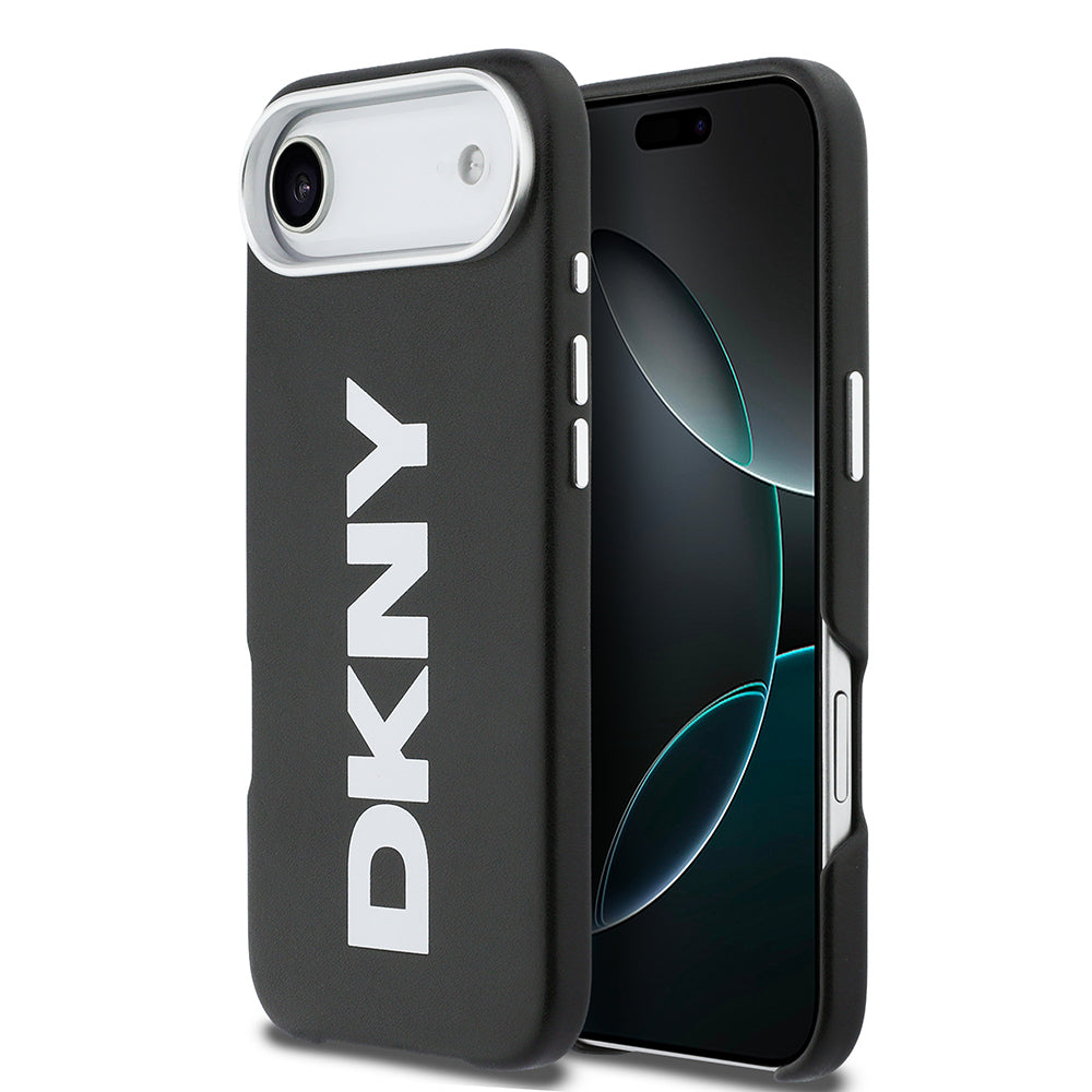 DKNY iPhone 17 Air Orjinal Lisanslı M-safe Şarj Özellikli PU Büyük Dikey Logolu Telefon Kılıfı
