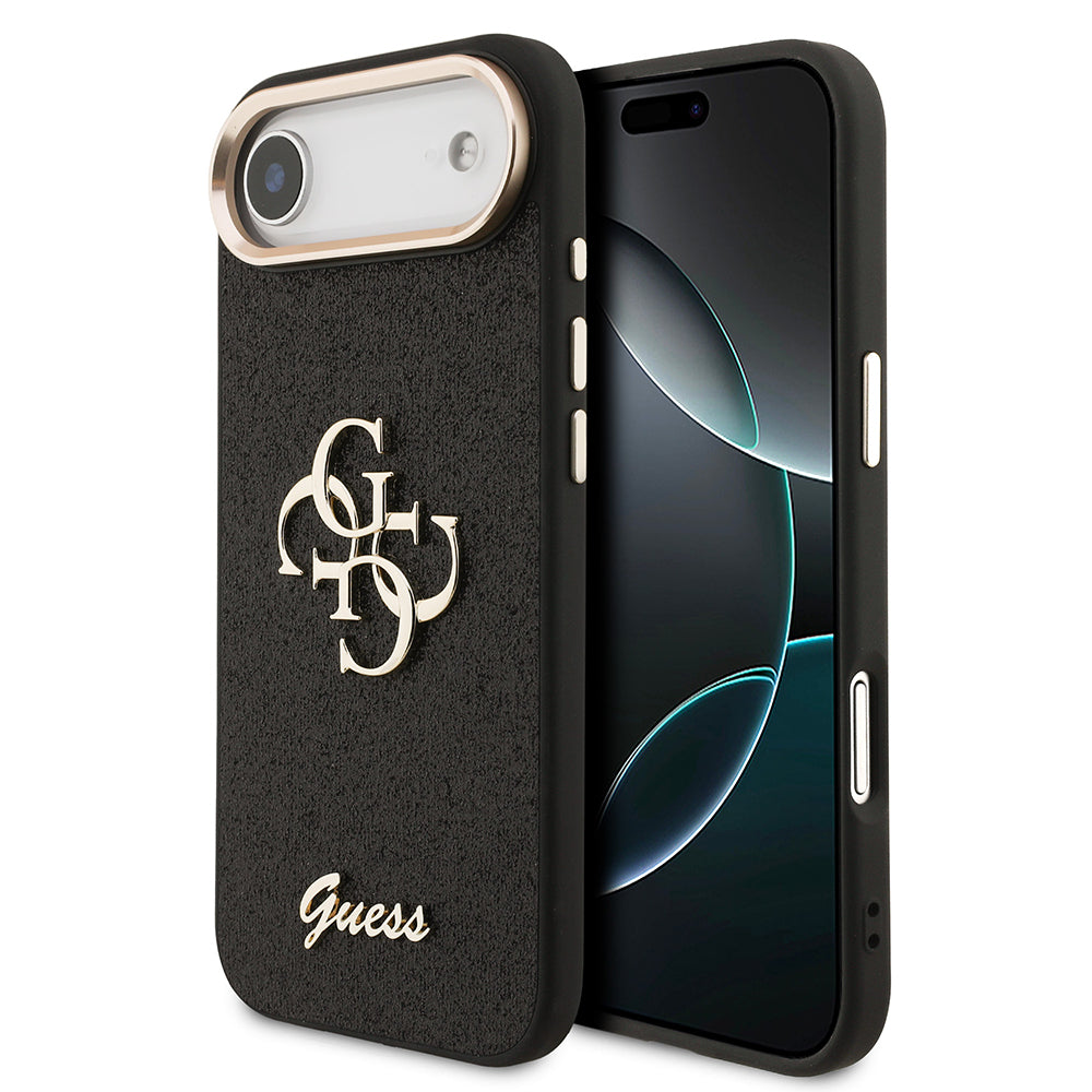 Guess iPhone 17 Air Orjinal Lisanslı 4G Büyük Metal Kamera Çerçeveli ve Logolu Glitter Telefon Kılıfı