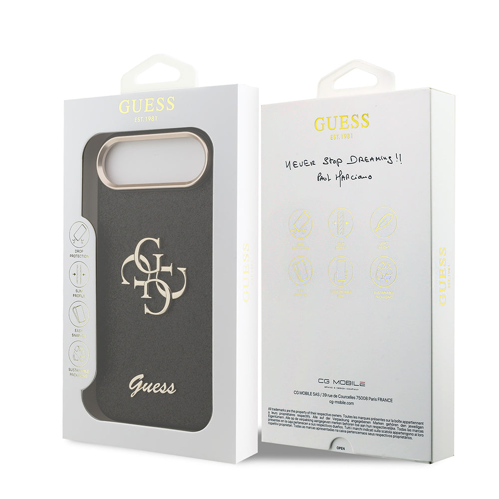 Guess iPhone 17 Air Orjinal Lisanslı 4G Büyük Metal Kamera Çerçeveli ve Logolu Glitter Kılıf
