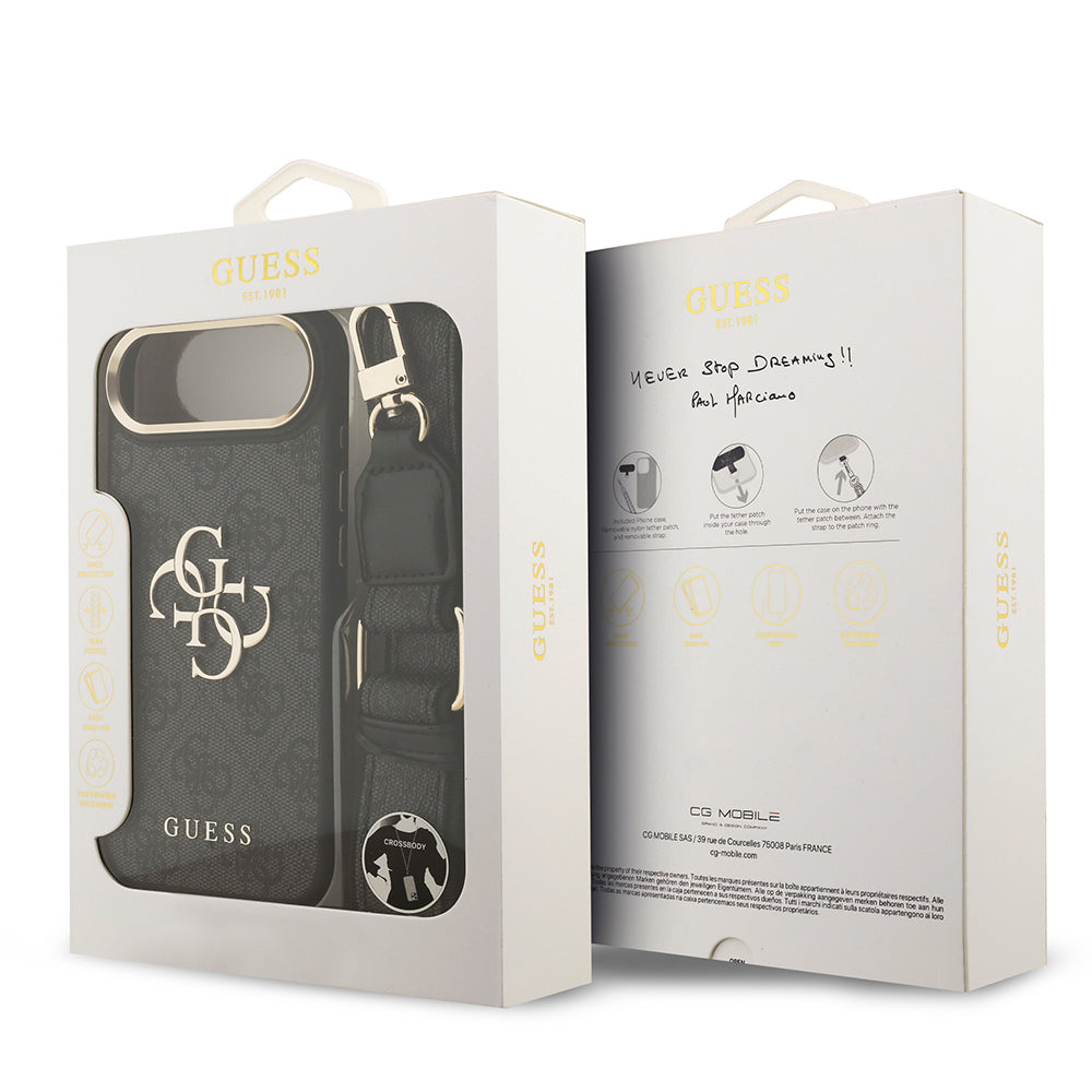 Guess iPhone 17 Air Orjinal Lisanslı 4G Büyük Metal Logolu Kalın Askılı Kılıf