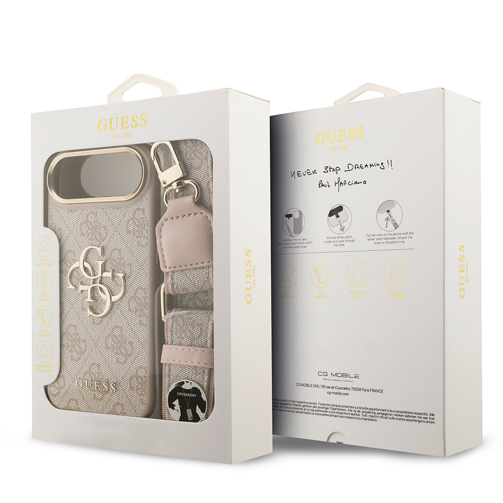 Guess iPhone 17 Air Orjinal Lisanslı 4G Büyük Metal Logolu Kalın Askılı Kılıf