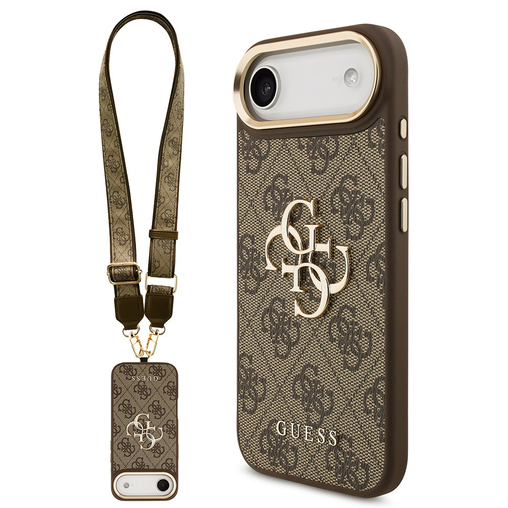 Guess iPhone 17 Air Orjinal Lisanslı 4G Büyük Metal Logolu Kalın Askılı Kılıf
