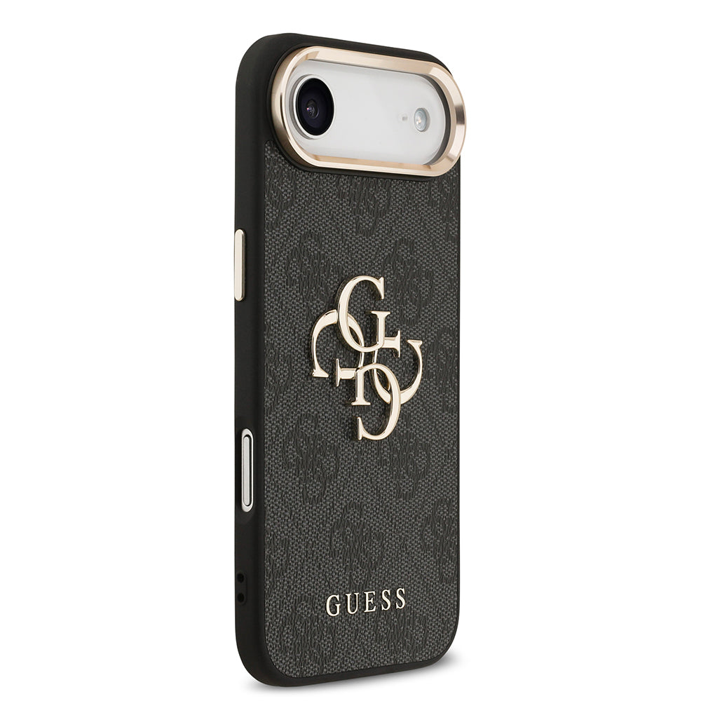 Guess iPhone 17 Air Orjinal Lisanslı Gold Metal Kamera Çerçeveli 4G Desenli Metal Büyük 4G ve Yazı Logolu Kılıf