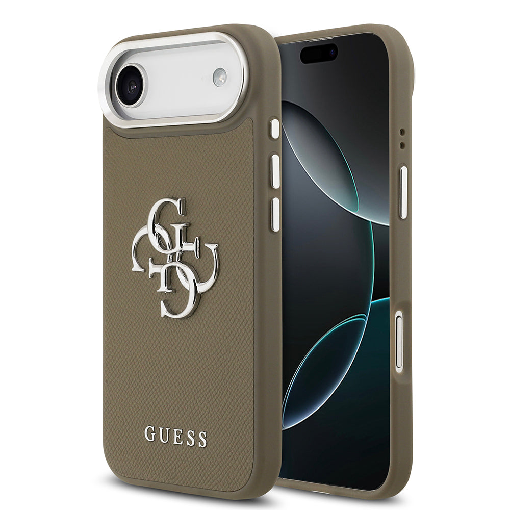 Guess iPhone 17 Air Orjinal Lisanslı Grained 4G Metal Büyük Logolu Kılıf