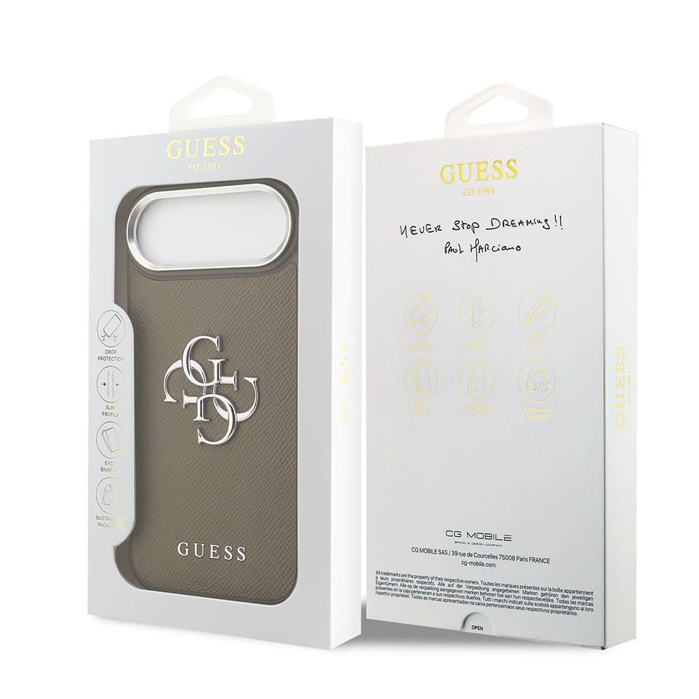 Guess iPhone 17 Air Orjinal Lisanslı Grained 4G Metal Büyük Logolu Kılıf
