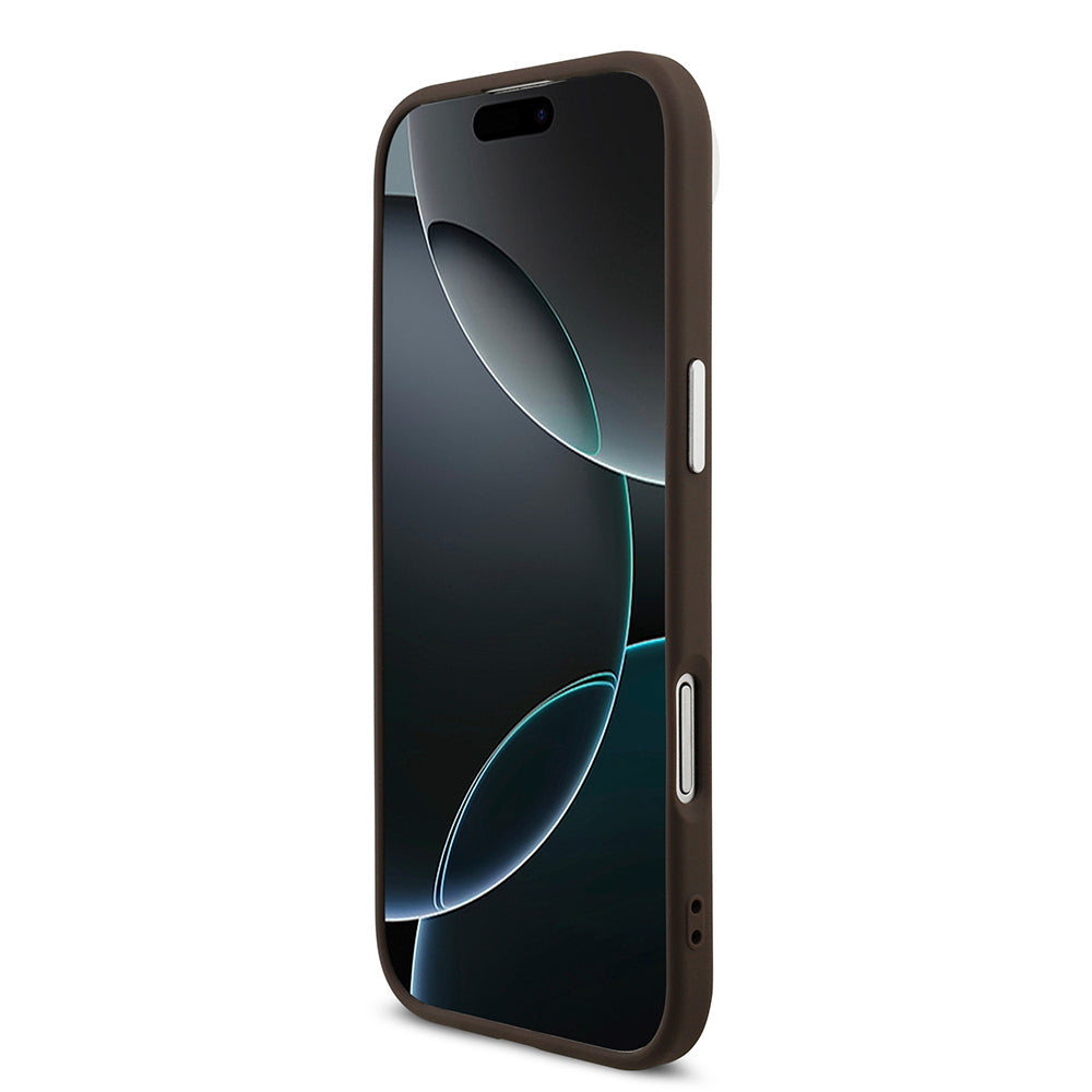 Guess iPhone 17 Air Orjinal Lisanslı Gümüş Metal Kamera Çerçeveli 4G Desenli Metal Büyük 4G ve Yazı Logolu Kılıf