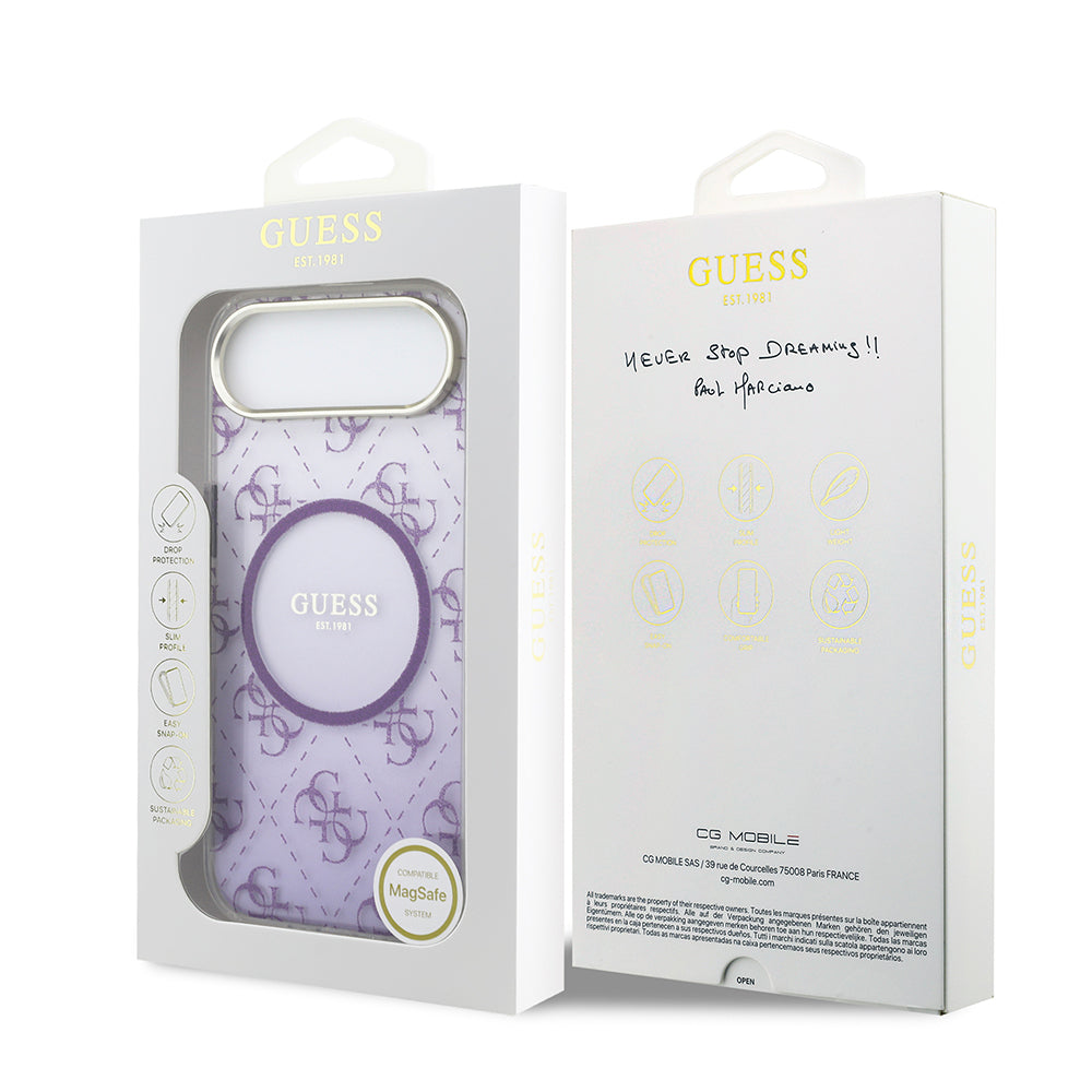 Guess iPhone 17 Air Orjinal Lisanslı M-safe Şarj Özellikli 4G Desenli Simli Silikon Kılıf