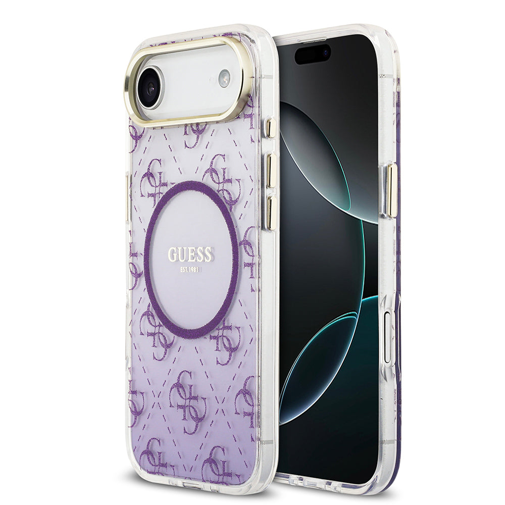 Guess iPhone 17 Air Orjinal Lisanslı M-safe Şarj Özellikli 4G Desenli Simli Silikon Kılıf