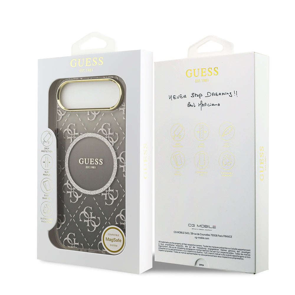Guess iPhone 17 Air Orjinal Lisanslı M-safe Şarj Özellikli 4G Desenli Simli Silikon Kılıf