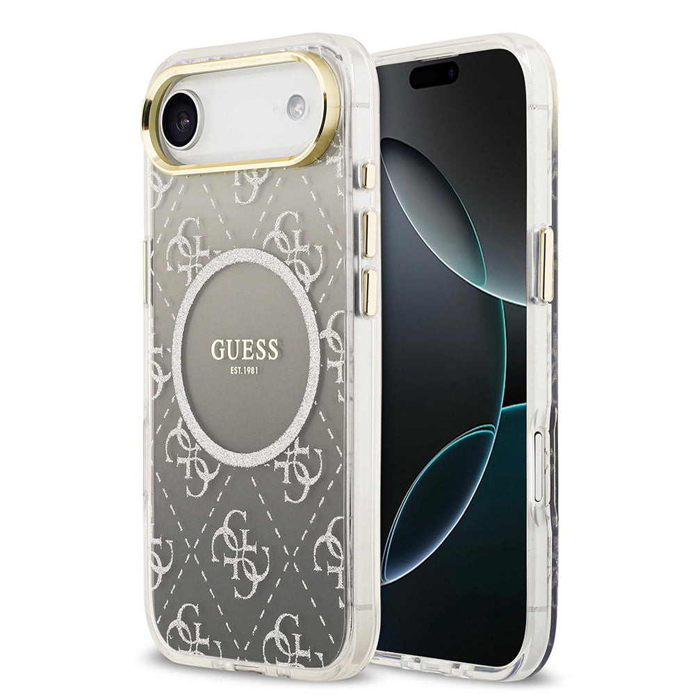 Guess iPhone 17 Air Orjinal Lisanslı M-safe Şarj Özellikli 4G Desenli Simli Silikon Kılıf