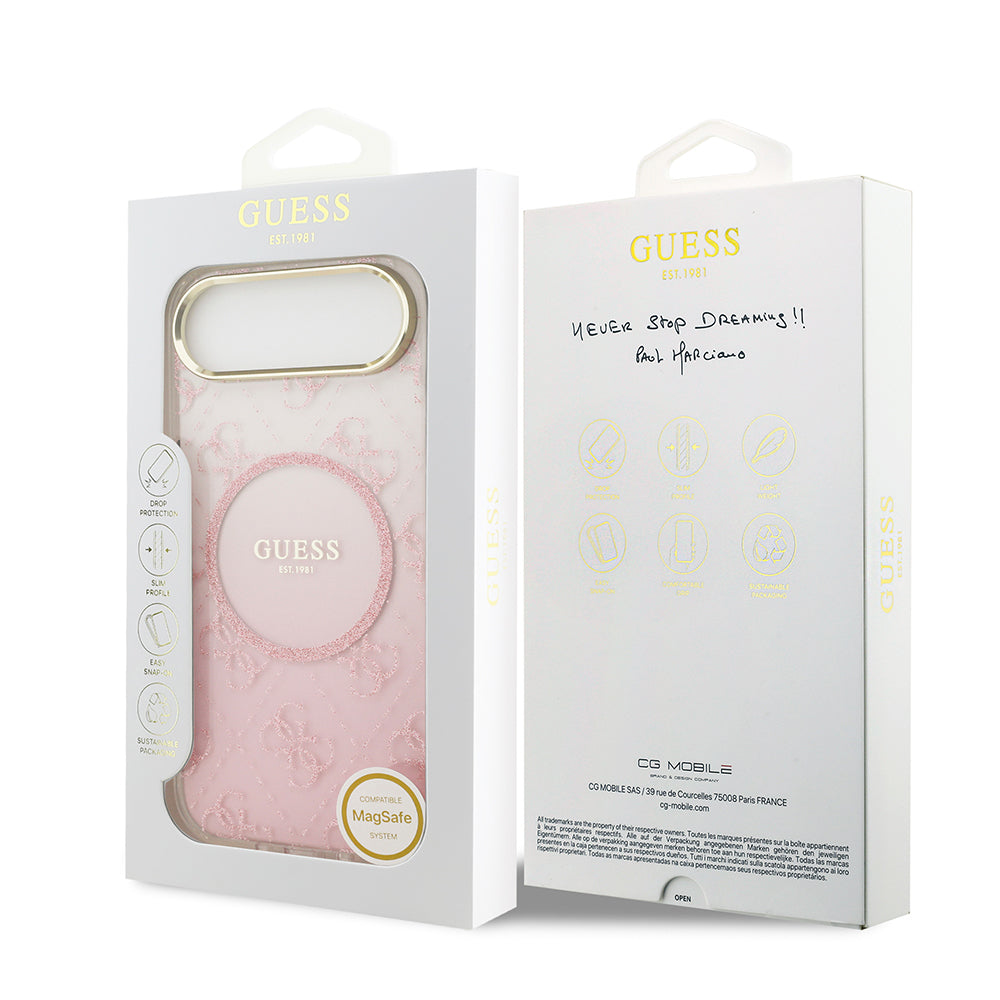 Guess iPhone 17 Air Orjinal Lisanslı M-safe Şarj Özellikli 4G Desenli Simli Silikon Kılıf