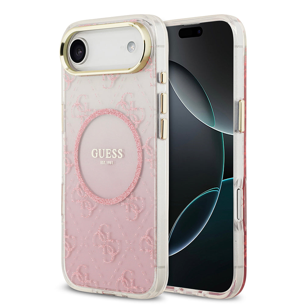 Guess iPhone 17 Air Orjinal Lisanslı M-safe Şarj Özellikli 4G Desenli Simli Silikon Kılıf