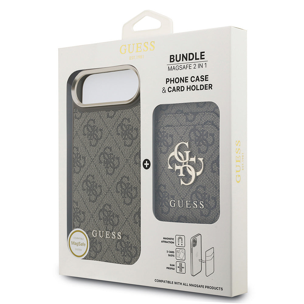 Guess iPhone 17 Air Orjinal Lisanslı M-safe Şarj Özellikli 4G Metal Büyük Logolu Kartlıklı Kılıf
