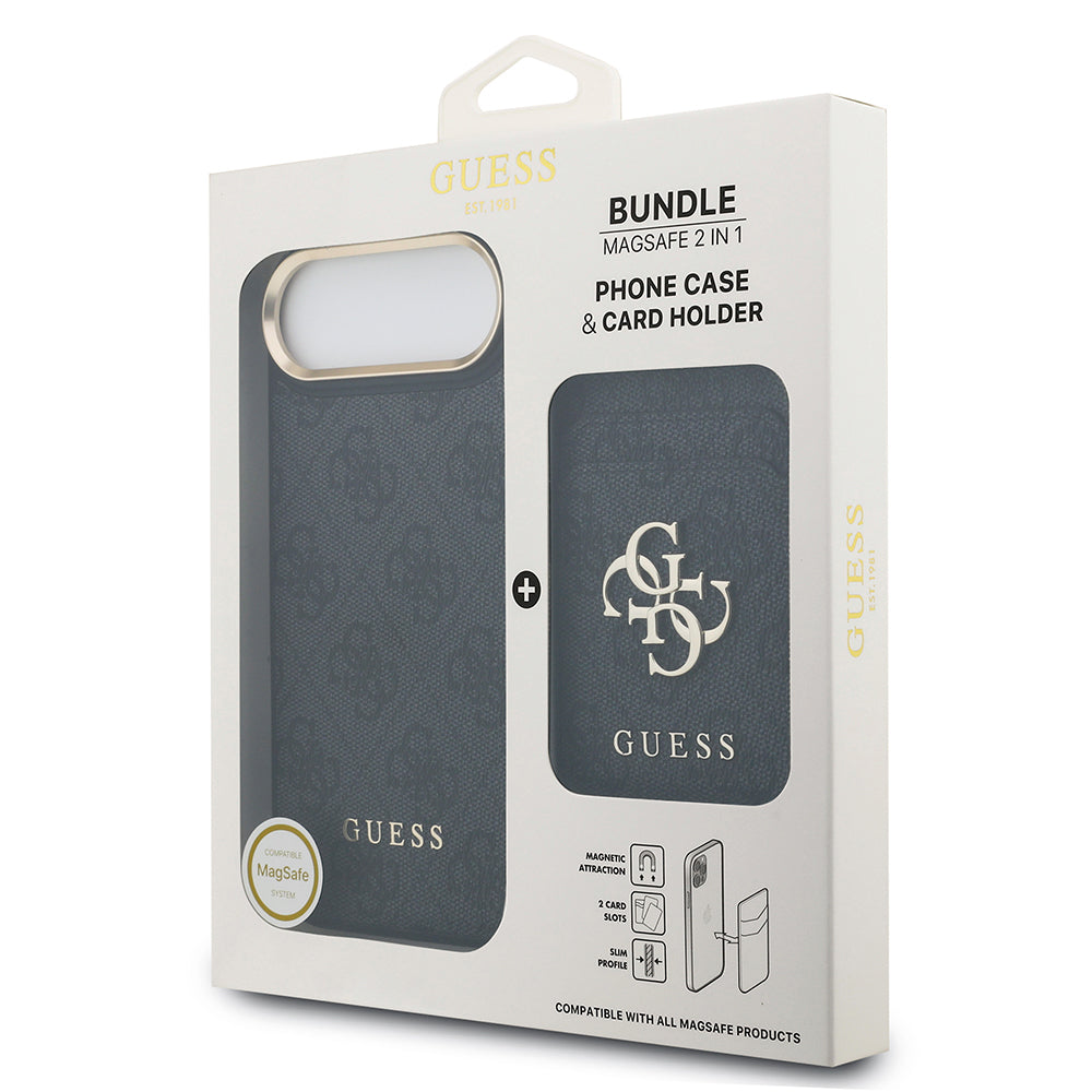 Guess iPhone 17 Air Orjinal Lisanslı M-safe Şarj Özellikli 4G Metal Büyük Logolu Kartlıklı Kılıf