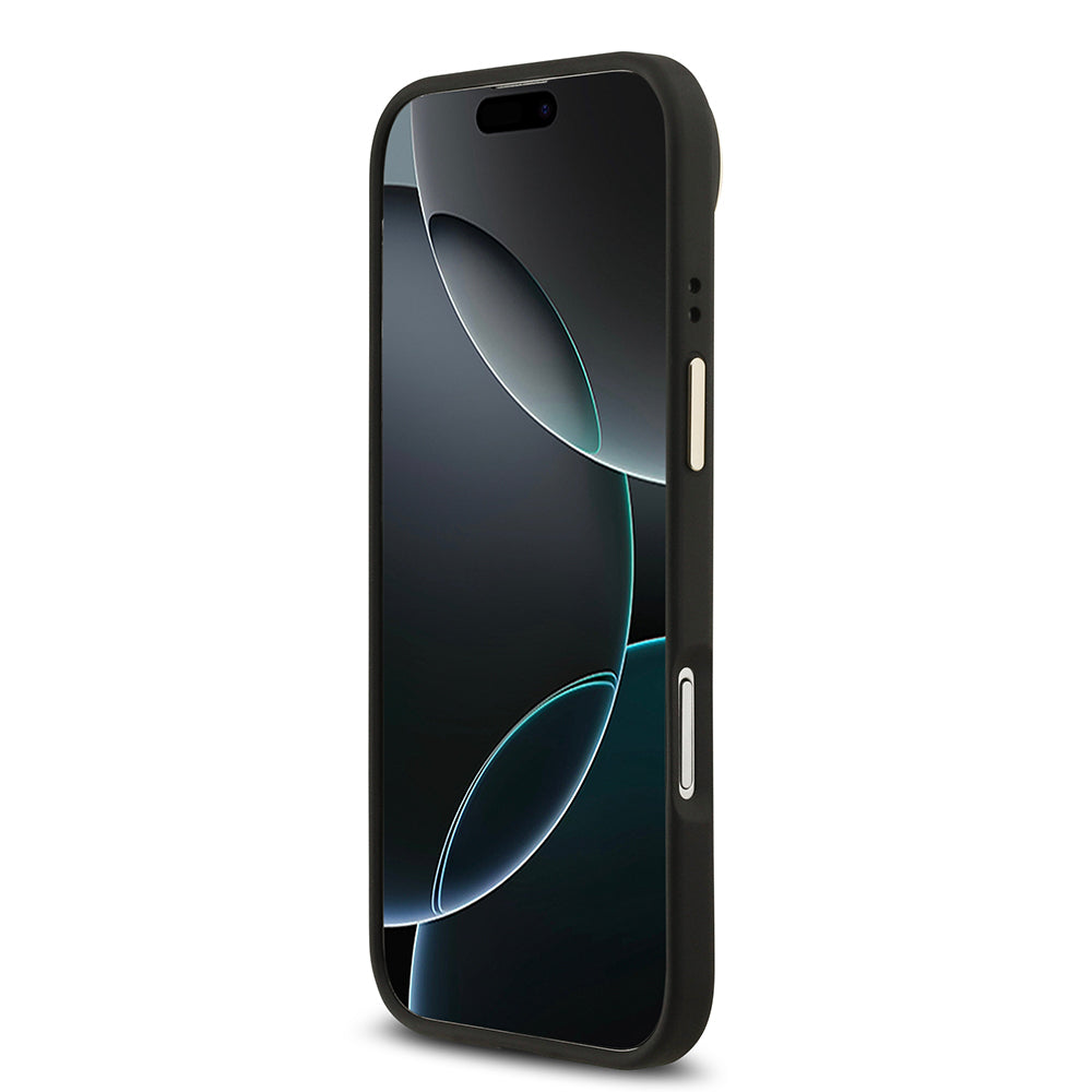 Guess iPhone 17 Air Orjinal Lisanslı M-safe Şarj Özellikli Gold Metal Kamera Çerçeveli Taşlı 4G Logolu Kılıf