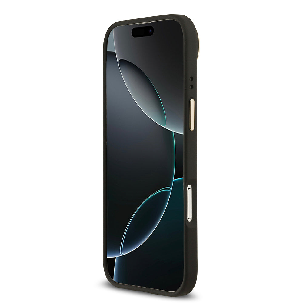 iPhone 17 Air Kılıf Guess Orjinal Lisanslı M-safe Şarj Özellikli Grained Yazı ve Taşlı 4G Logolu Kılıf