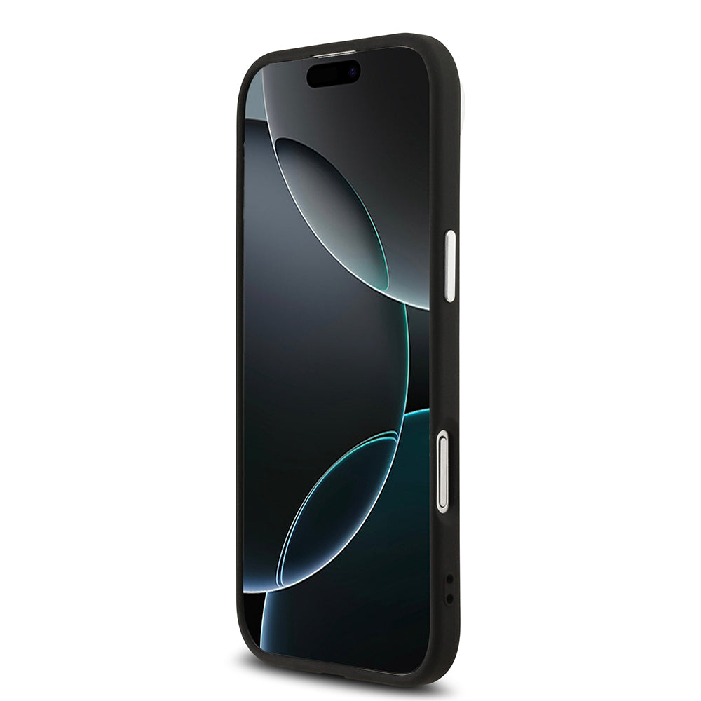 Guess iPhone 17 Air Orjinal Lisanslı M-safe Şarj Özellikli Gümüş Metal Kamera Çerçeveli Üçgen Logo 4G Desenli Kılıf