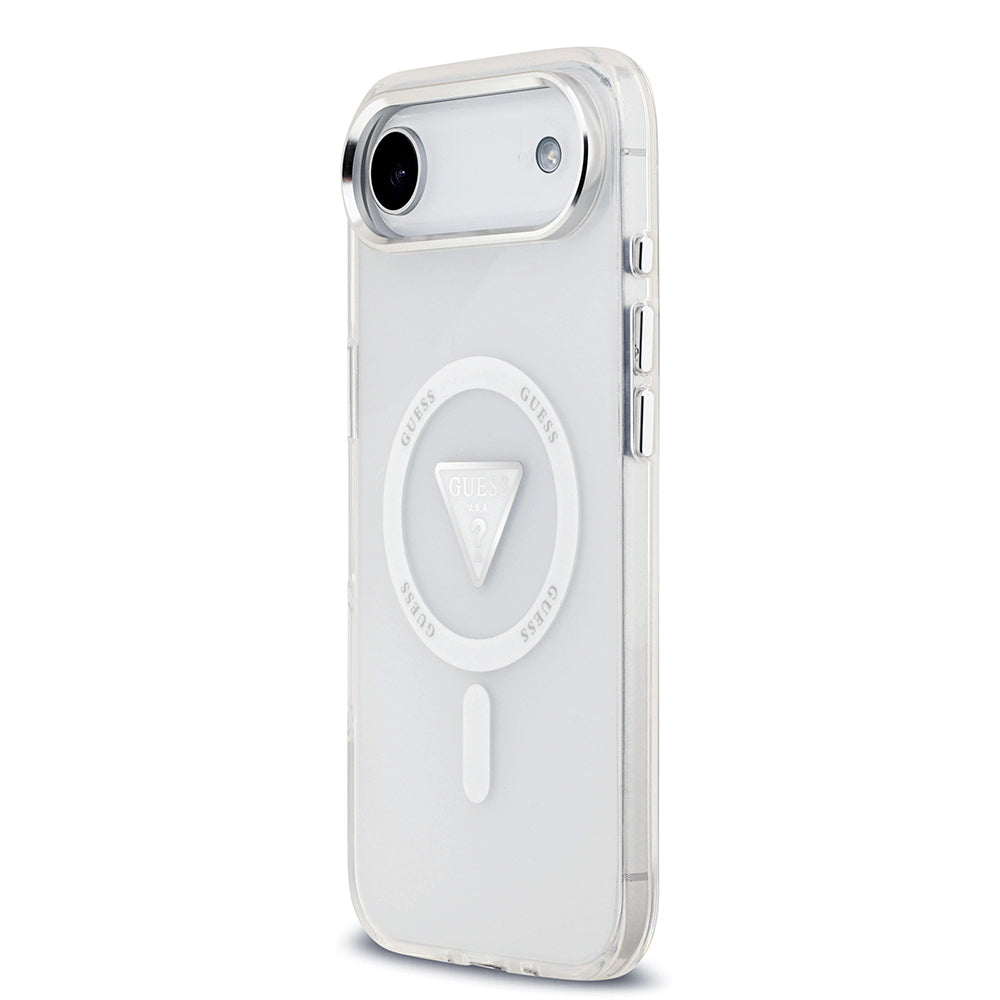 Guess iPhone 17 Air Orjinal Lisanslı M-safe Şarj Özellikli IML Baskılı Üçgen Logolu Metal Kamera Çerçeveli Kılıf