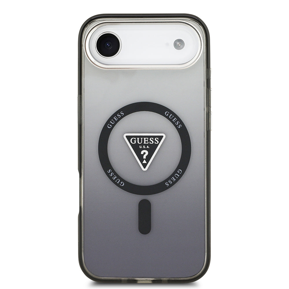 Guess iPhone 17 Air Orjinal Lisanslı M-safe Şarj Özellikli IML Baskılı Üçgen Logolu Metal Kamera Çerçeveli Kılıf