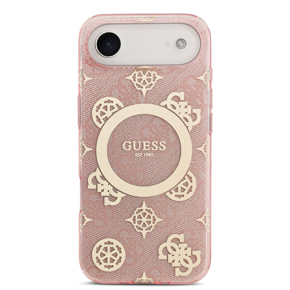 Guess iPhone 17 Air Orjinal Lisanslı M-safe Şarj Özellikli IML Peony ve 4G Desenli Klasik Logolu Kılıf