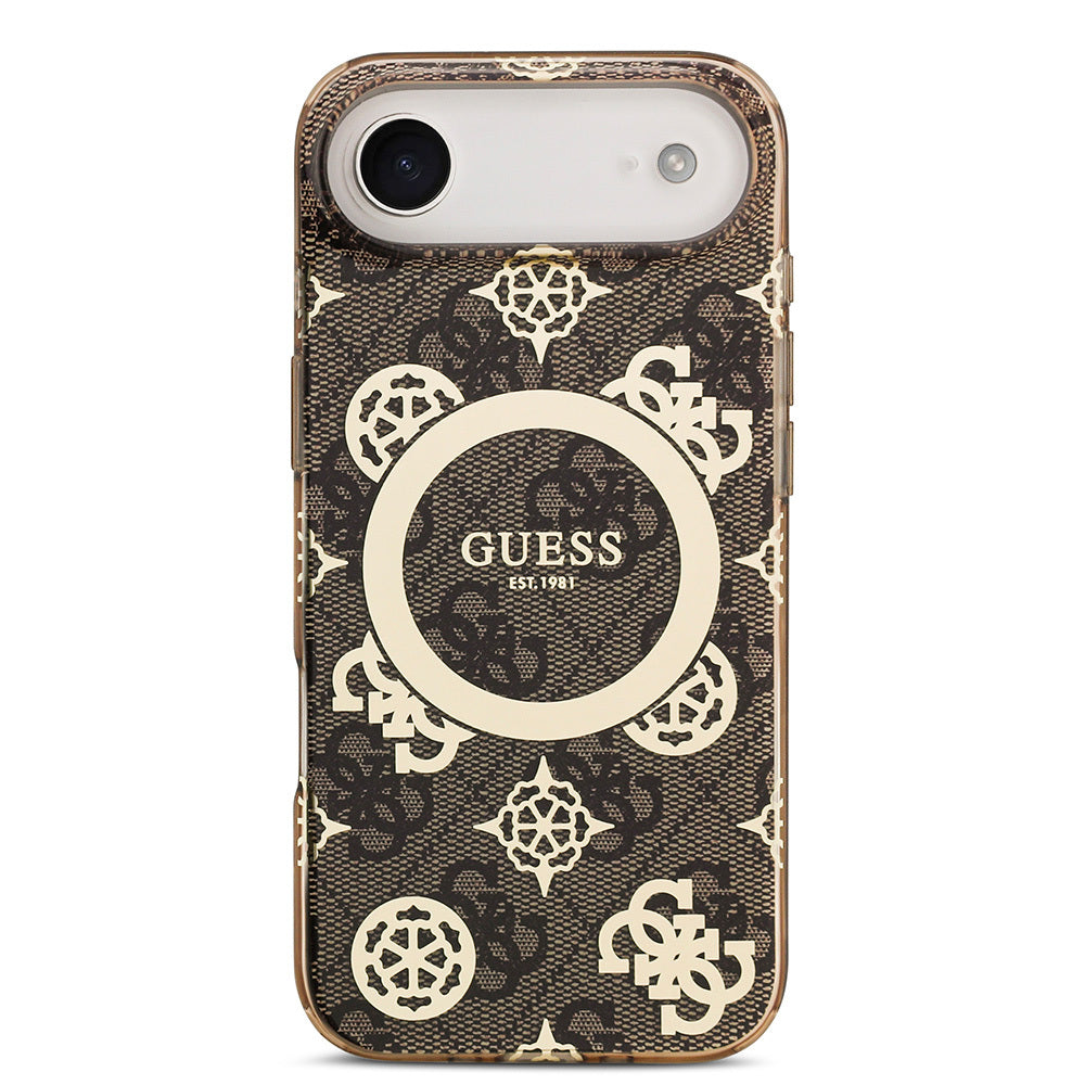 Guess iPhone 17 Air Orjinal Lisanslı M-safe Şarj Özellikli IML Peony ve 4G Desenli Klasik Logolu Kılıf