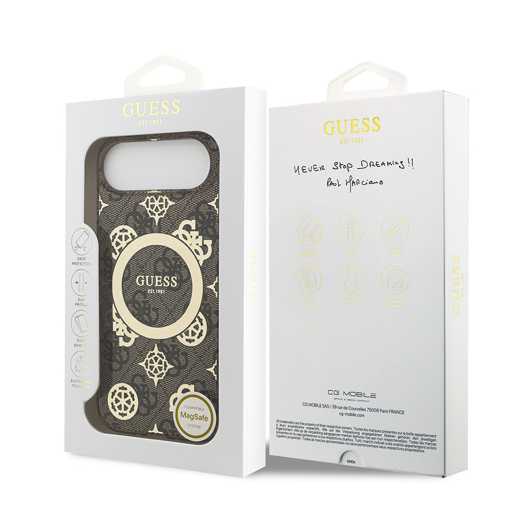 Guess iPhone 17 Air Orjinal Lisanslı M-safe Şarj Özellikli IML Peony ve 4G Desenli Klasik Logolu Kılıf