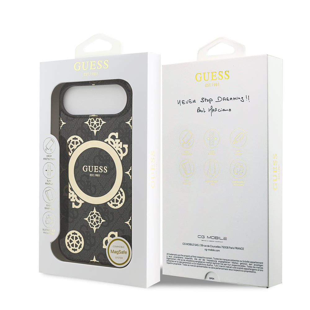 Guess iPhone 17 Air Orjinal Lisanslı M-safe Şarj Özellikli IML Peony ve 4G Desenli Klasik Logolu Kılıf