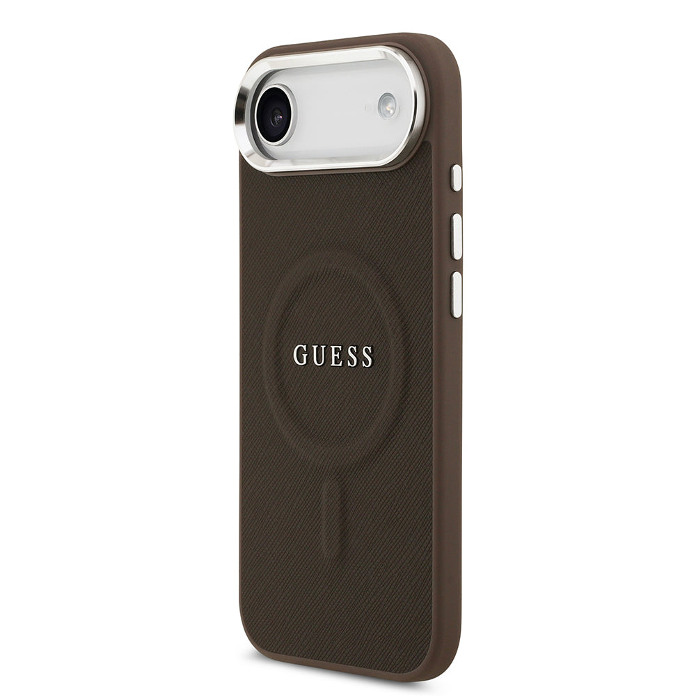 Guess iPhone 17 Air Orjinal Lisanslı M-safe Şarj Özellikli Klasik Yazı Logolu PU Deri Kılıf