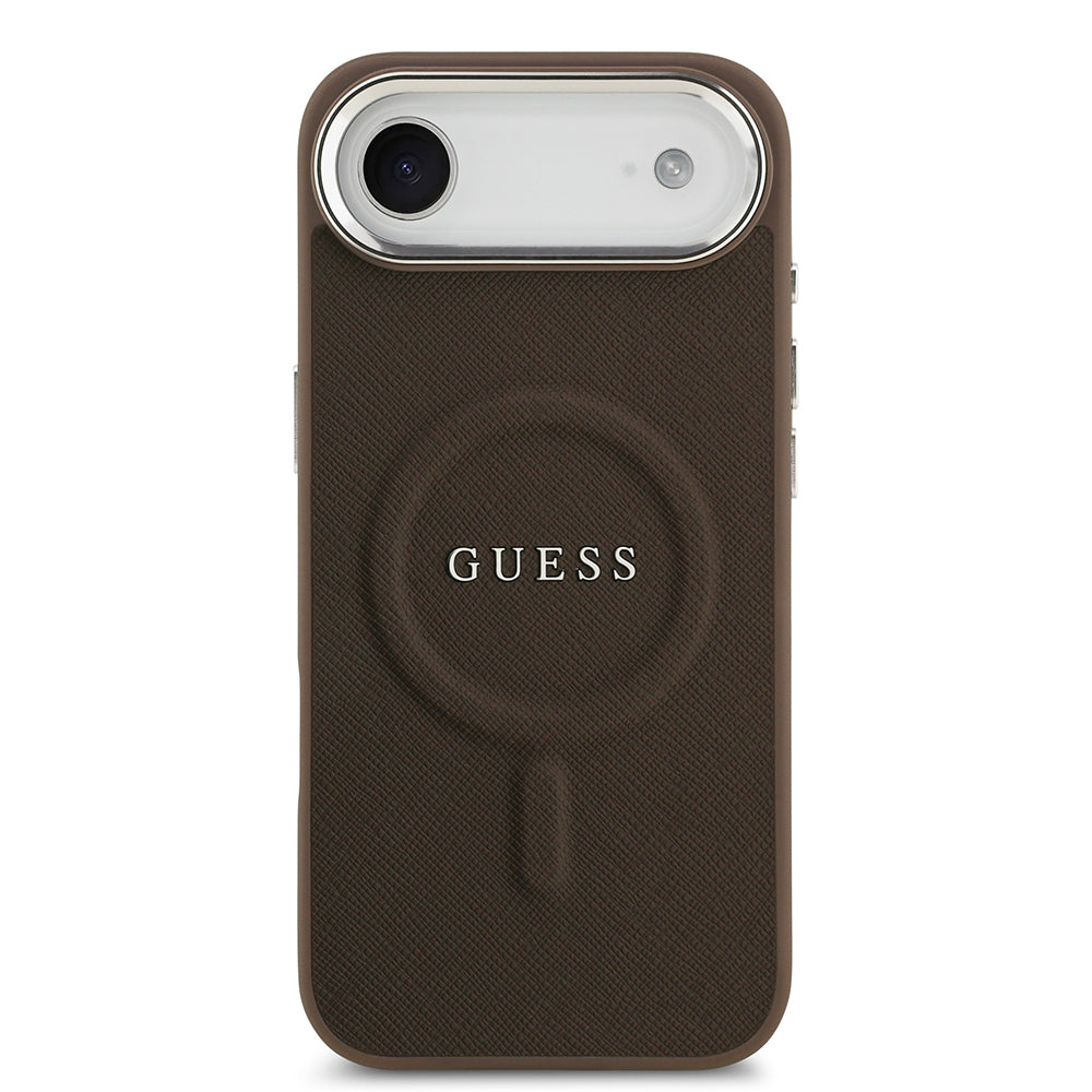 Guess iPhone 17 Air Orjinal Lisanslı M-safe Şarj Özellikli Klasik Yazı Logolu PU Deri Kılıf